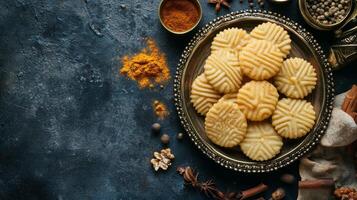 Golden Indian Cookies with Spices - A Culinary Delight photo