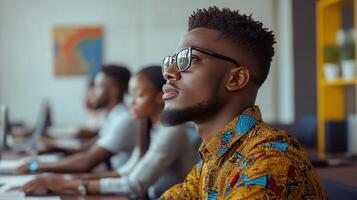 Thoughtful Young Man in Office Setting photo