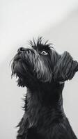 Elegant Black Schnauzer Portrait A Captivating Close-Up of a Loyal Companion with Expressive Eyes, Furry Face, and Adorable Charm in a Minimalist Style photo