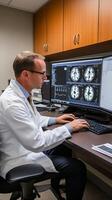 Medical Professional Analyzing Brain Scans photo