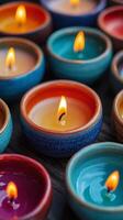A Symphony of Lit Candles in Vibrant Hues photo