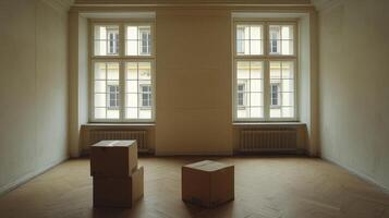 Empty Room with Moving Boxes photo