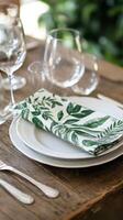 Elegant Table Setting with Botanical Napkin photo