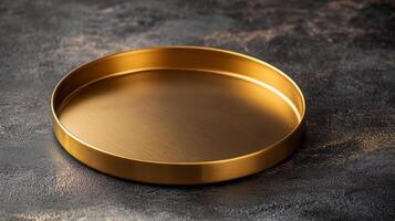 Elegant Gold Tray on Textured Surface photo