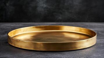 Elegant Gold Tray A Minimalist Still Life for Modern Decor and Presentation photo