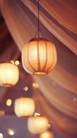 Elegant Lanterns A Warm Glow of Tradition and Celebration, Hanging Paper Lights for Weddings, Parties, and Cultural Events - Soft Drapes and Decorative Illumination photo