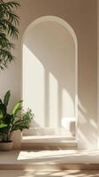 Minimalist Interior with Arched Window photo