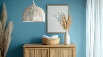 Elegant Home Interior with Pampas Grass and Wicker Accents photo