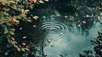 Serene Pond Reflections of Autumn Leaves photo