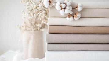 Stacked Linen Fabrics in Neutral Tones - A Timeless Design photo