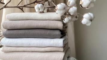 Natural Linen Fabric Stack - Neutral Tones photo