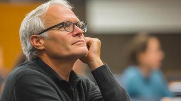 Thoughtful student focused on learning and education photo