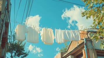 Charming Laundry Day Scene Under Sunny Sky photo
