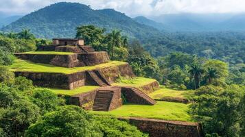 Ancient Ruins of a Lost Civilization in a Lush Jungle Landscape photo