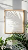 Empty Frame with Sunlight and Palm Leaves - Modern Home Decor photo