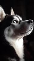 Majestic Husky Portrait A Striking Black and White Close-up photo