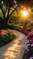 Radiant Garden Path in Sunlight photo