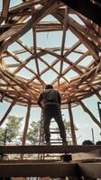 Intricate Wooden Structure Under Construction photo