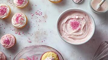 Delicate Pink Cupcakes with Whipped Frosting photo