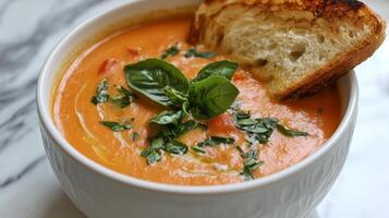Creamy Tomato Soup with Crispy Toasted Bread photo