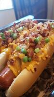 Scrumptious Bacon-Wrapped Hot Dogs with Melted Cheese photo