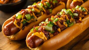 Gourmet Bacon Cheeseburger Hotdog, A Culinary Delight photo