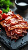 Crispy Bacon Breakfast Delight Perfect Morning Meal photo