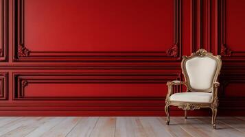 Opulent Red Room with Exquisite Gold Chair photo