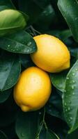 Fresh Lemons on the Tree - Vibrant Citrus Fruits photo