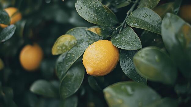 Fresco limón en un lozano verde árbol foto