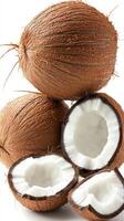 Close-up of Fresh and Delicious Coconuts photo