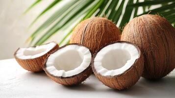Close-up of Fresh Coconut halves, a Tropical Delight photo