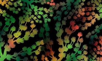 Abstract colorful plant texture, color floral pattern black background. nature decorative pattern. vector