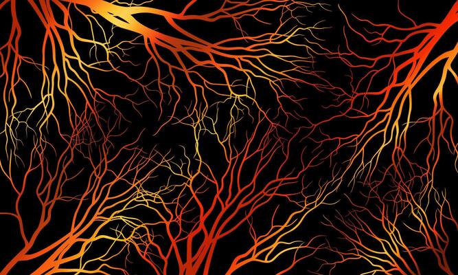 Abstract colorful roots pattern decorative black background. bright color roots line. abstract flame.