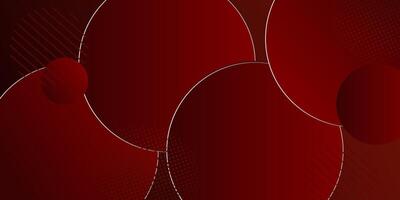 Abstract red 3D background. Simple white circle and line pattern design. Modern geometric shapes. Eps10 vector