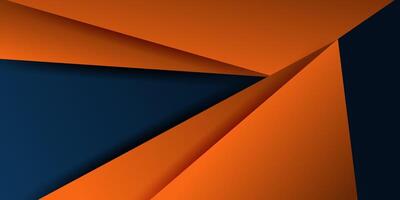 Colorful banner with overlapping paper cut design with orange triangle shape design. Dark blue banner background. Eps10 vector