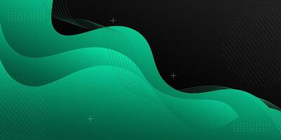 Abstract green geometric 3D background. Simple curved line pattern. Dark elegant design background. Eps10 vector
