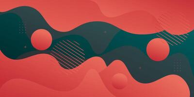 Abstract 3D wave paper cut design background with red and green color combination. Modern wave banner design. Eps10 vector