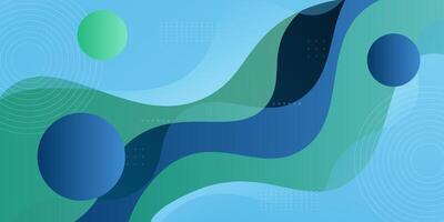 Abstract blue and green wave 3D background. Circle pattern on liquid shape design. Eps10 vector