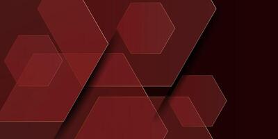 Dark red dynamic gradient 3D background with shadow and overlapping shapes. Hexagonal pattern sporty design. Cool background. eps10 vector