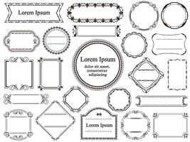 Monochrome Vintage Frames And Borders Set Isolated On A White Background. vector