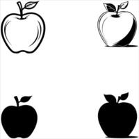 Apple Fruit Graphics Outline and Solid Shape Perfect for Design Projects and Crafts vector