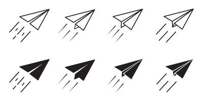 Paper plane liner icon set. Send message button. Mail sign. Flight origami. Travel pictogram. Online chat concept. send fly line icon. vector