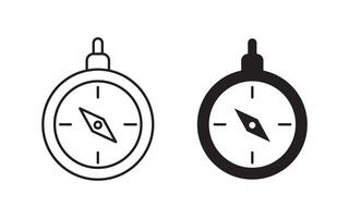 Compass stationary icon. Compass icon set navigation arrow symbol. navigation symbol in glyph icon. vector