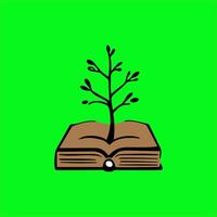 Arbor Day a green background with a book and tree vector