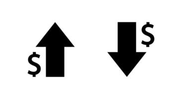 Dollar arrow up and down icon. USD currency increase and decrease sign symbol vector