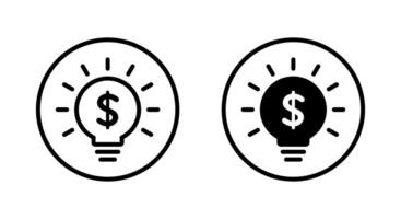 Light bulb dollar icon on circle line. Money idea concept vector