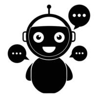 Simple chatbot head with speech icon representing AI-powered conversation and virtual assistance vector