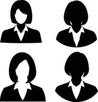 Flat avatar icon bundle including male and female profile illustrations in black minimalist style for websites digital branding and social platforms vector