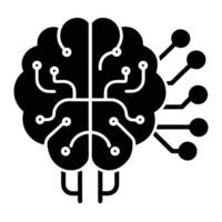 Futuristic brain illustration with embedded circuits, embodying the essence of artificial intelligence and machine learning vector